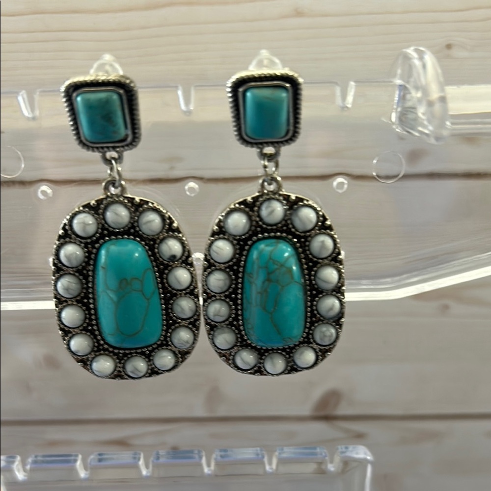 Turquoise and Silver Dangle Earrings